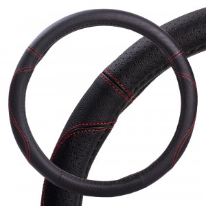 Оплетка на руль (M) AIRLINE экокожа перфорация  черная, красная прошивка /AIRLIN AWS-LI-19M AIRLINE