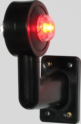 фонарь габаритный !рожок левый изогнутый белый-красный 12V-24V LED провод 23cm \ 135L WAS