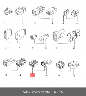 Корпус VW AUDI плоского разъема OE 8V0 972 704 VAG