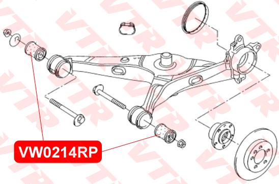 VW0214RP ПОЛИУРЕТАНОВЫЙ САЙЛЕНТБЛОК РЫЧАГА ЗАДНЕЙ ПОДВЕСКИ, НАРУЖНЫЙ VW0214RP VTR