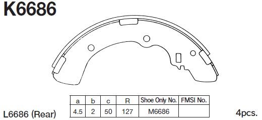 Колодки тормозные барабанные Mitsubishi L300 1.6-2.5D &4WD 87- K6686 K6686 MK KASHIYAMA