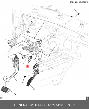 Датчик OPEL Zafira C (12-) положения педали тормоза OE 13597423 GENERAL MOTORS
