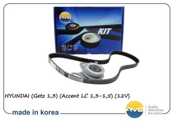 Комплект ГРМ (ремень ГРМ +ролик) HYUNDAI Getz TB, 1,3, Accent LC, 1,3, 1,5, SOHC AMD.KITBR3 AMD