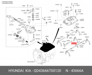 Вилка КПП HYUNDAI HD65,72,78,County дв.D4DB/DD (M035S5) 2,3-й передачи OE QD43666T00120 HYUNDAI KIA