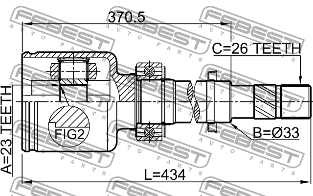ШРУС внутренний правый 23X33X26 NISSAN TIIDA C11 2005-2012 0211-C11XRH 0211-C11XRH FEBEST