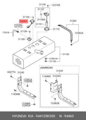 Датчик уровня топлива HYUNDAI HD65,72,78 OE 944105K500 HYUNDAI KIA
