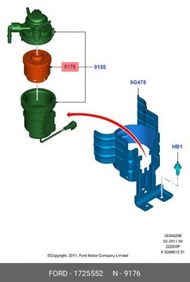 Фильтр топливный FORD Ranger (11-) OE 1 725 552 FORD