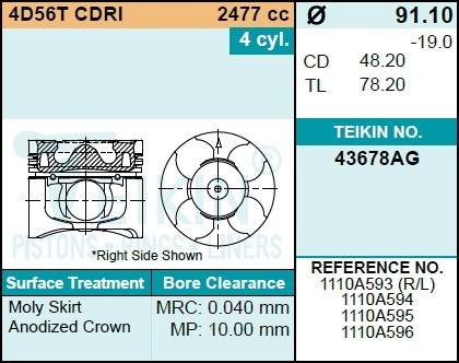 Поршень TEIKIN 1шт 43678AGSTD TEIKIN