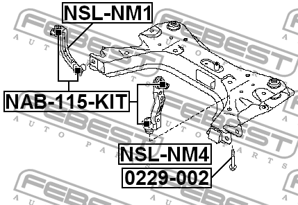 Сайлентблоки передн тяги стабилизатора компл NISSAN MICRA/MARCH K12 NAB-115-KIT NAB-115-KIT FEBEST