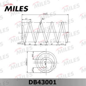 Пружина передней подвески FORD FOCUS II 1.6D/1.8/2.0 (KYB RG3405) DB43001 DB43001 MILES