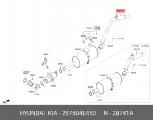 Труба выхлопная KIA Bongo 3 (06-) (2.9-J3) (4WD) задняя часть OE 287504E450 HYUNDAI KIA