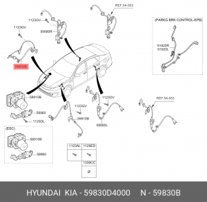 Датчик АБС KIA Optima (16-) колеса переднего правого OE 59830D4000 HYUNDAI KIA
