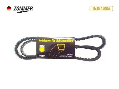 Ремень 1400 (11*10) привод вентилятора ПАЗ 3205, ГАЗ 66 (зубчатый) усиленный ATH 11101400AAZ ZOMMER