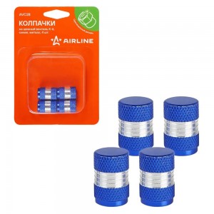 Колпачки на шинный вентиль K-6, синие, металл, 4 шт. (AVC28) AVC28 AIRLINE