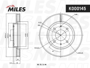 Диск тормозной передний MITSUBISHI GALANT VI 9604/LANCER 03 (TRW DF4809) K000145 K000145 MILES