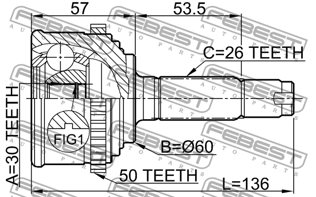 ШРУС 0310-CF4A50 0310-CF4A50 FEBEST