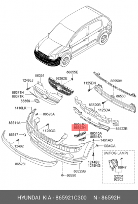 кронштейн бампера! переднего, правый\ Hyundai Getz, KIA Rio 15> 865921C300 HYUNDAI