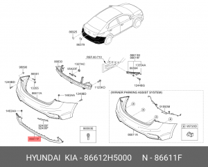 Накладка заднего бампера 86612H5000 HYUNDAI KIA