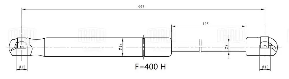 Упор газовый (амортизатор) Mazda 3 (08-) хетч. (крышки багажника) (GS 2504) GS2504 TRIALLI