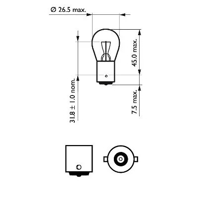 Лампа 12V P21W BA15s блистер (2шт.) PHILIPS 12498B2 PHILIPS
