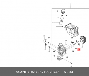 Прокладка SSANGYONG Actyon (10-) (D20) корпуса маслоохладителя OE 6719970745 SSANG YONG