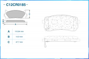 Тормозные колодки задние, Low Metallic C12CR0185 C12CR0185 CWORKS