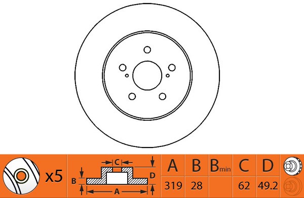 Диск тормозной TOYOTA Harrier LEXUS RX передний (перфорированный) (1шт.) NIBK RN1219DSET NIBK