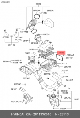 Фильтр воздушный HYUNDAI Sonata NF (04-) OE 28113-3K010 HYUNDAI KIA