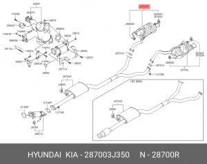 Глушитель HYUNDAI ix55 (08-) (3.0 TCI) задняя часть правый OE 287003J350 HYUNDAI KIA