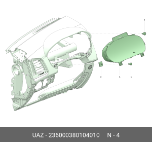 КОМБИНАЦИЯ ПРИБОРОВ (ДЛЯ А/М УАЗ ПРОФИ, КОМПЛЕКТАЦИЯ КОМФОРТ 236000380104010 UAZ UAZ