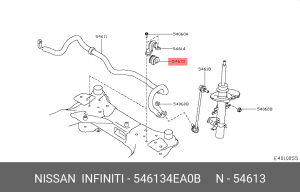 втулка стабилизатора пер.! d17 \ Nissan Qashqai 2.0DCi 07> 54613-4EA0B NISSAN
