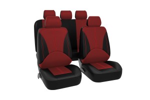 Авточехлы универсальные экокожа черно-красные (11 предм.) Elite KRAFT KT835635 KRAFT