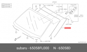 МОЛДИНГ РЕЗИНОВЫЙ ВНУТРЕННИЙ SUBARU 65058FL000 SUBARU
