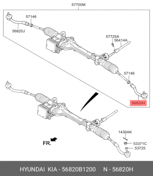 Наконечник рулевой тяги HYUNDAI Genesis (14-) (2WD) левый OE 56820B1200 HYUNDAI KIA