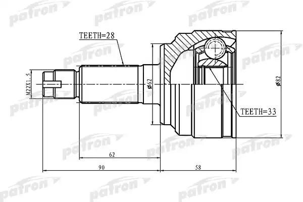 ШРУС наружный HYUNDAI Accent KIA Rio комплект PATRON PCV1185 PATRON
