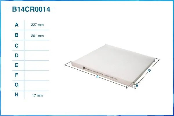 Фильтр салонный пылевой B14CR0014 B14CR0014 CWORKS