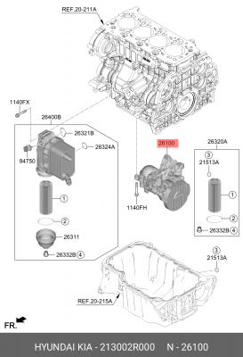 насос масляный!\ Hyundai, KIA 213002R000 MOBIS