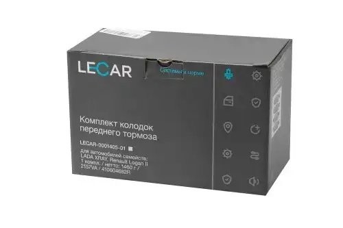 Колодка тормозная передняя ВАЗ Xray, RENAULT Logan II (к-т 4 шт) L=155 мм LECAR000140501 LECAR