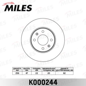 Диск тормозной передний HYUNDAI ACCENT 05-/i20 08-/KIA RIO II 05- (TRW DF4839) K K000244 MILES