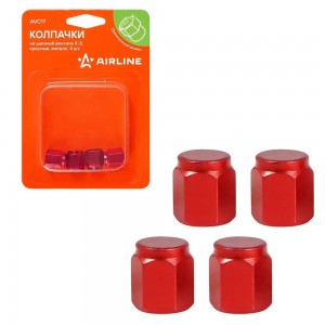 Колпачки на шинный вентиль K-3, красные, металл, 4 шт. (AVC17) AVC17 AIRLINE