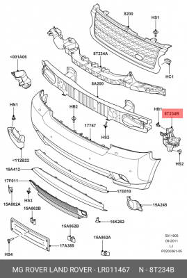 крепеж переднего бампера левый!\ Land Rover Range Rover 10 LR011467 LAND ROVER