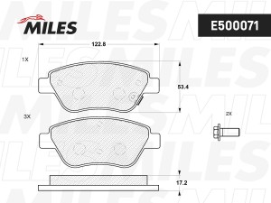 Колодки тормозные передние (Смесь CERAMIC серия PRO) OPEL CORSA D 06 (TRW GDB170 E500071 MILES