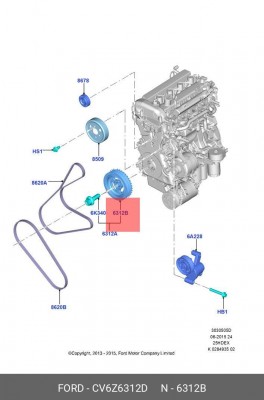Шкив коленчатого вала CV6Z6312D CV6Z-6312-D FORD