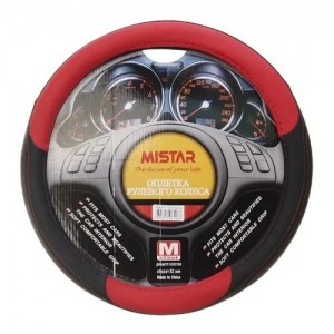 Оплетка руля (M) 37-39см черно-красная MISTAR MIS17STW55RDM MISTAR