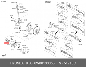 УПЛОТНИТЕЛЬНОЕ КОЛЬЦО СТУПИЦЫ КОЛЕСА 0W001-33065 0W00133065 HYUNDAI KIA