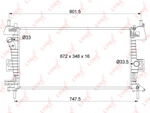 Радиатор охлаждения паяный подходит для FORD Focus III 1.6 10 / C-Max II 1.6 10  RB1035 LYNXAUTO
