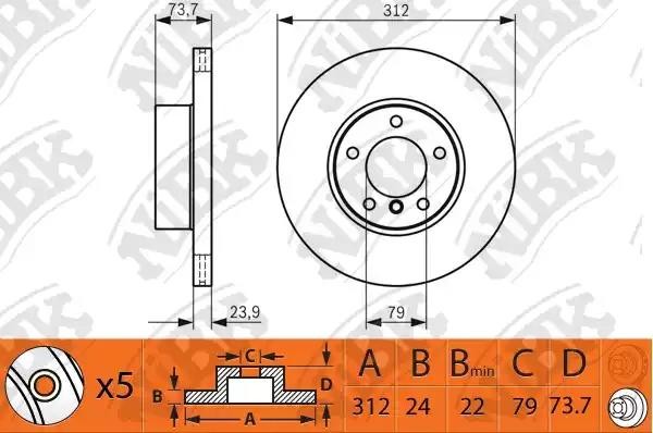 Диск тормозной BMW 3 E90/91/92 2.0-2.5 05-/X1 E84 2.0 09-  RN1398 RN1398 NIBK