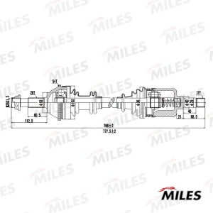 Привод в сборе левый CITROEN JUMPER/FIAT DUCATO/PEUGEOT BOXER 1.9-2.8 94-02 (ABS GC01148 MILES