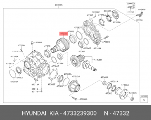 Вал HYUNDAI Santa Fe (06-) коробки раздаточной OE 4733239300 HYUNDAI KIA