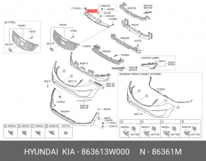 Накладка KIA Sportage (10-) решетки радиатора OE 863613W000 HYUNDAI KIA